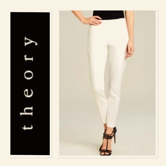 THEORY Side Zip Stretch Ankle Pants - Picture 1 of 8